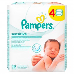 Салфетки влажные детские, Pampers (Памперс) №224 сенситив сменный блок